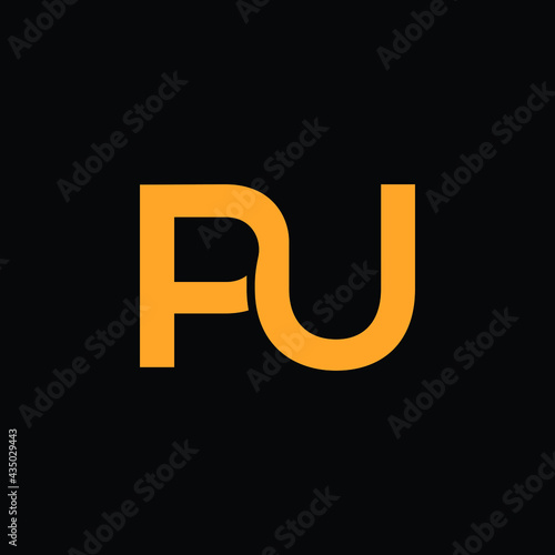 pu letter logo design with black background 