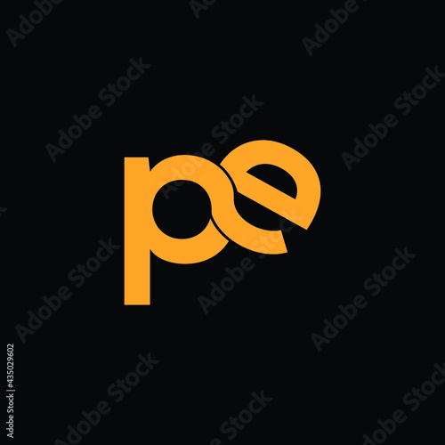 pe letter logo design with black background 