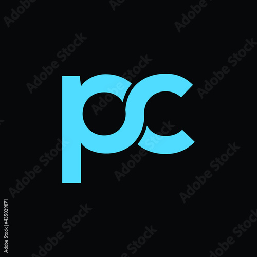 pc letter logo design with black background 