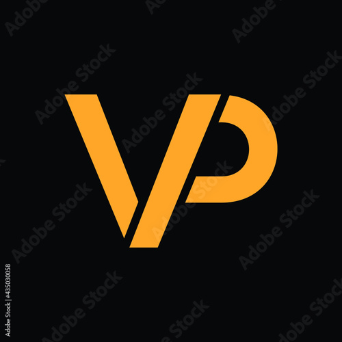 vp letter logo design with black background photo
