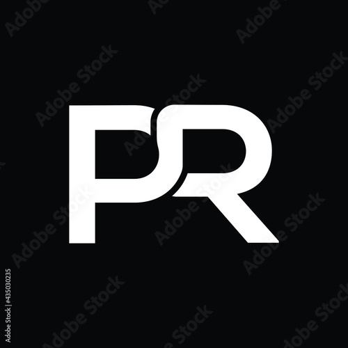 pr letter logo design with black background