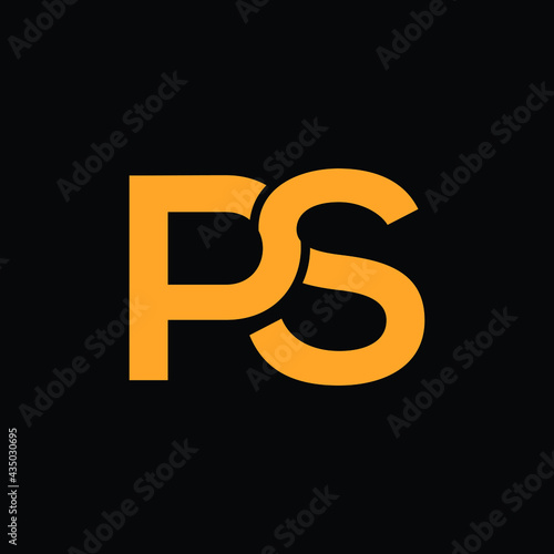 ps letter logo design with black background