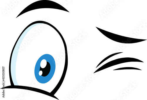 Winking Cartoon Funny Eyes. Vector Hand Drawn Illustration Isolated On Transparent Background