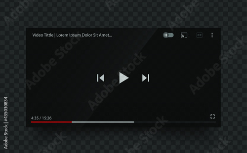 Video player bar. Template concept for online broadcast, vector streaming service.
