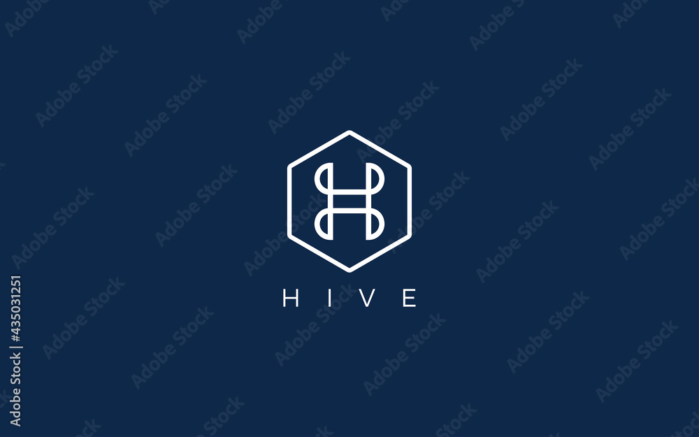Letter H logo formed with cube symbol in blue background Letter H logo formed with cube symbol in blue background
