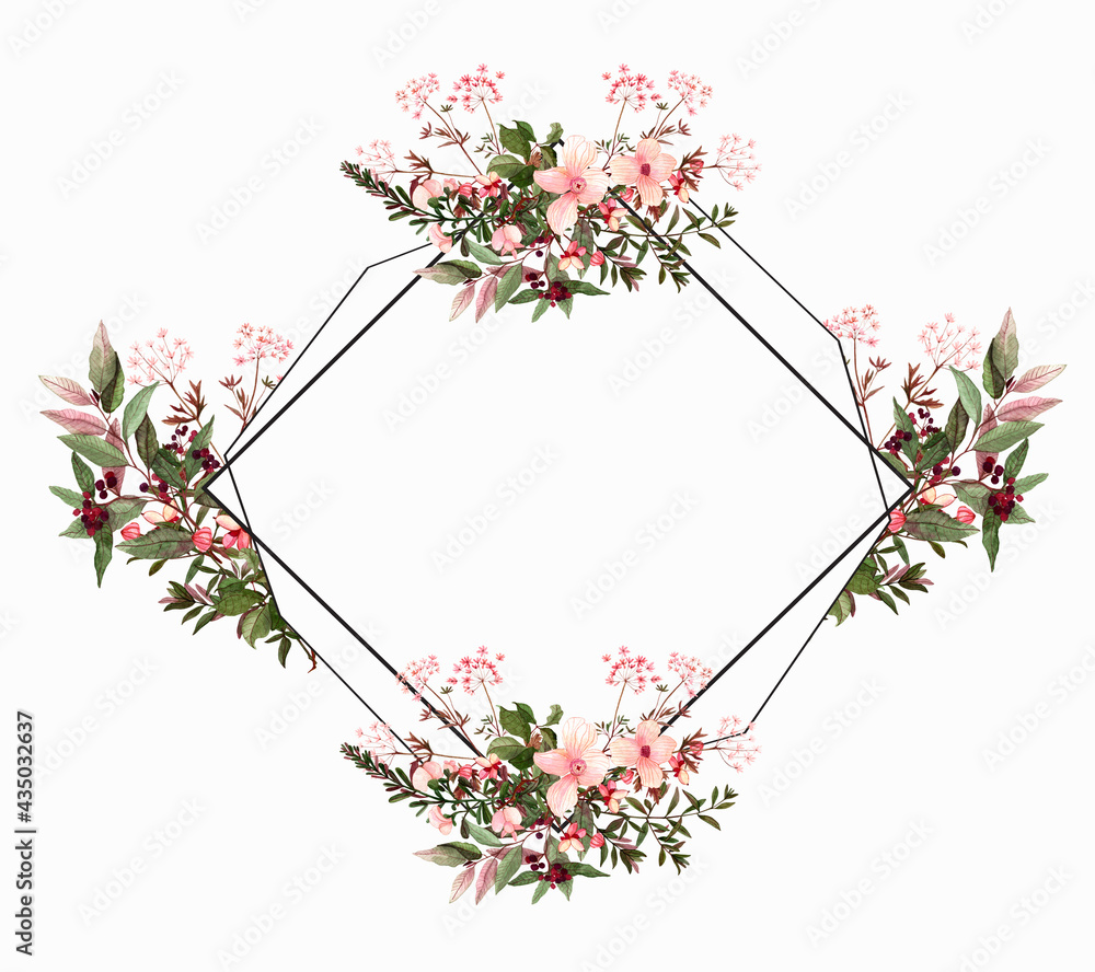 rhombus pink graceful flower with white background high resolution