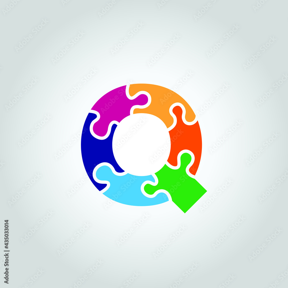 Multi color Puzzle Q logo modern illustration template vector Multi color Puzzle Q logo modern illustration template vector