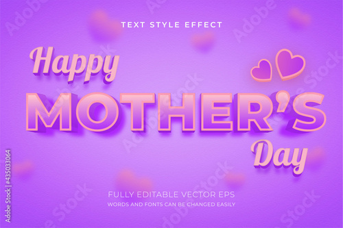 Mother's Day 3D Editable Violet Text Style Effect with lovely background