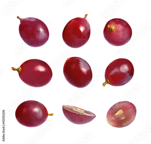 set of ripe juicy grapes on a white isolated background