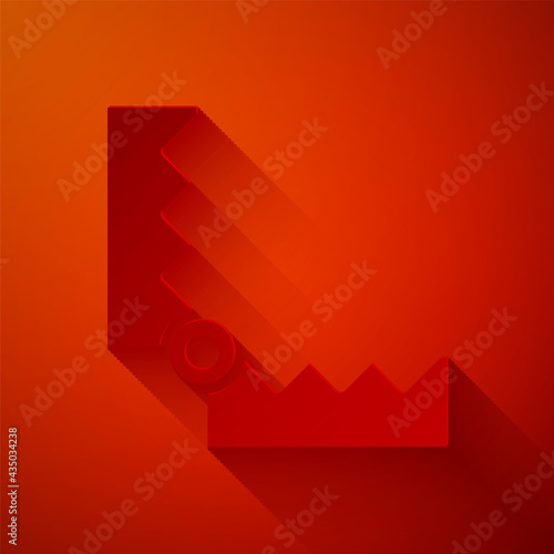 Paper cut Trap hunting icon isolated on red background. Paper art style. Vector