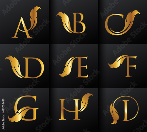 Feather Typeface Monogram Initial Letters