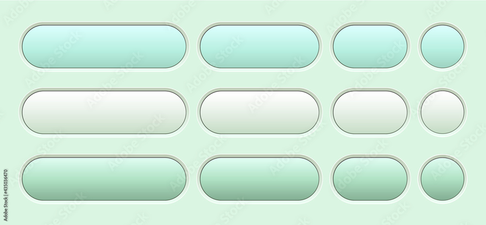 Buttons green isolated, interesting navigation panel for website with soft pastel colors, editable vector illustration.
