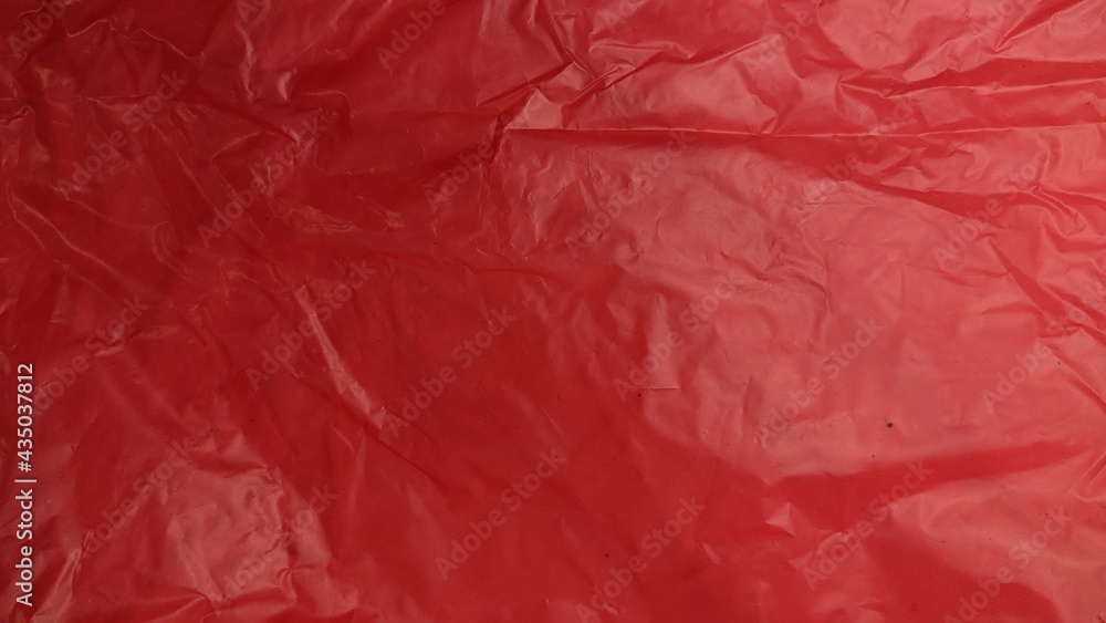 A Red Plastic Bag Texture for background, Plastic crumpled texture