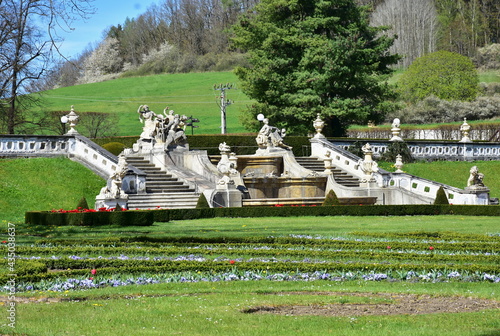 Gardens of czech historical town Cesky Krumlov. UNESCO World Heritage Site