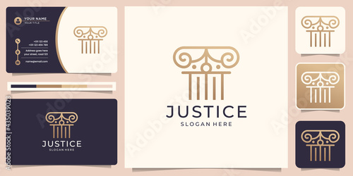 logotype Law firm justice logo design with business card template. Premium Vector