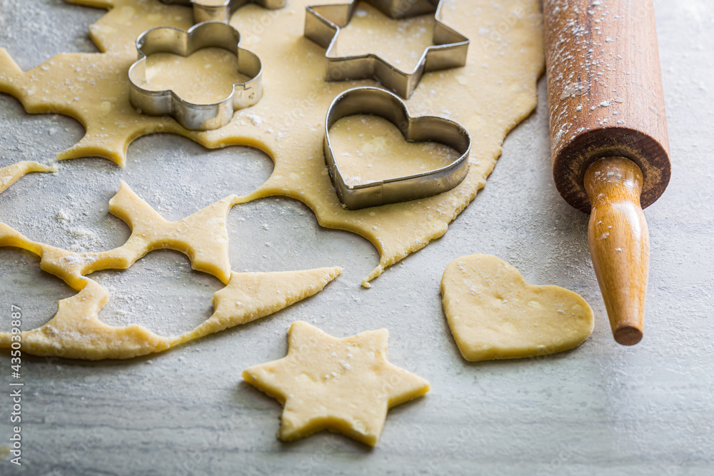 Preparation for baking sweet cookies. Homemade cookies.