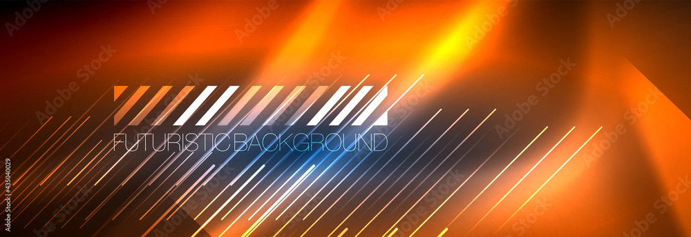 Neon glowing lines, magic energy and light motion background. Vector wallpaper template Neon glowing lines, magic energy and light motion background. Vector wallpaper template