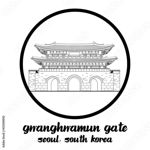 Circle Icon line Gwanghwamun Gate. icon vector illustration
