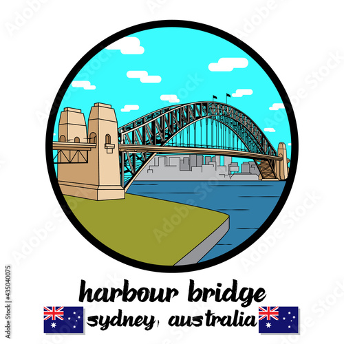Circle Icon line Harbour Bridge. icon vector illustration