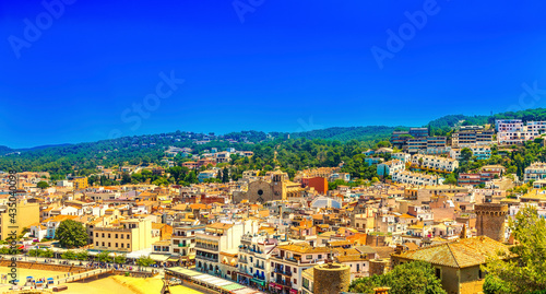 Tossa de mar, Costa Brava, Spain: Old Town with blue sky.