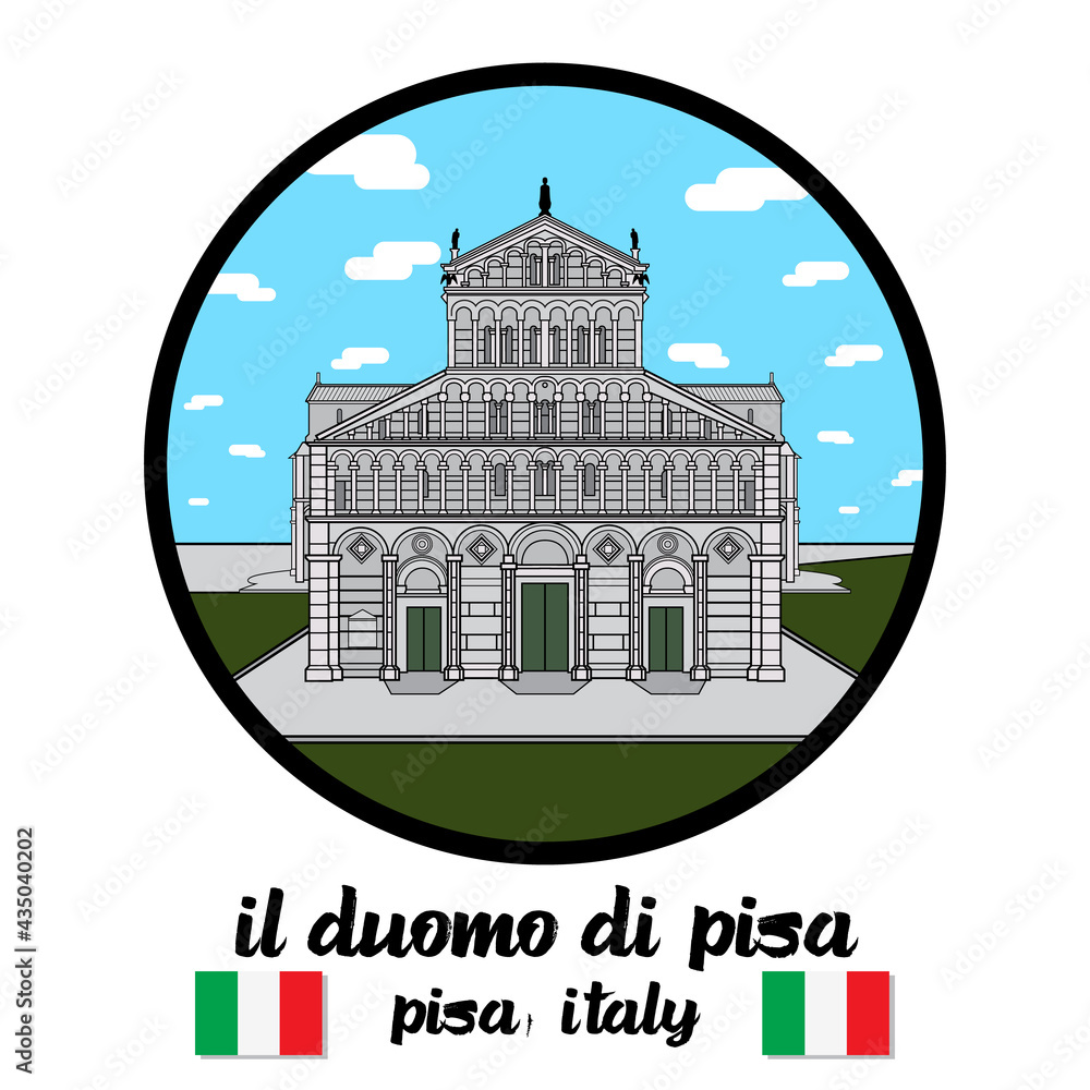 Circle Icon line  Il duomo di Pisa. icon vector illustration 