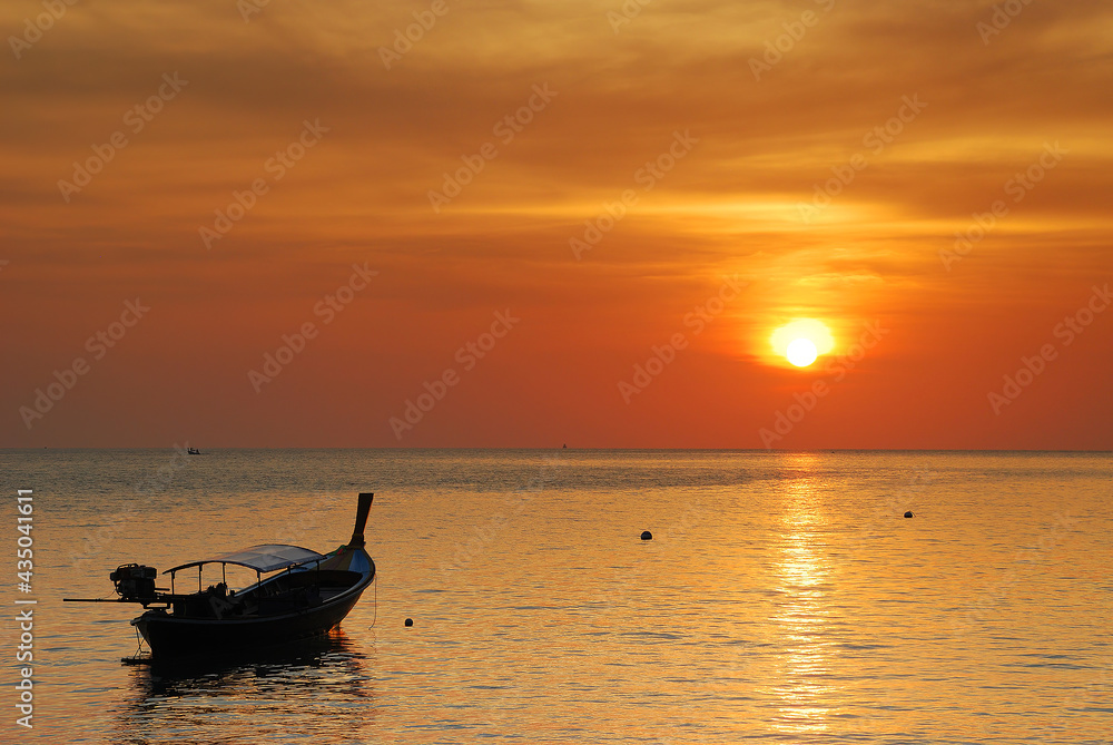 sunset on the beach at Lipe Island , Satun Thailand