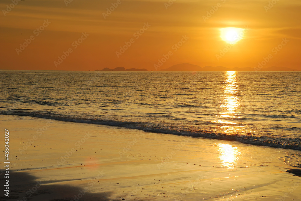 sunset on the beach , Satun Thailand