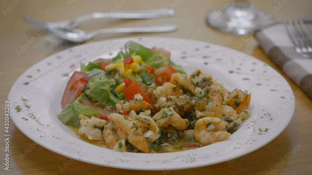 Garlic shrimp with fresh salad, Mediterranean Garlic shrimp with fresh salad, Mediterranean