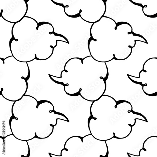 vector seamless pattern of the empty speech bubble element in the doodle style.pattern of hand drawn comic style bubble speech black outline outline line on white background spiral line for design tem