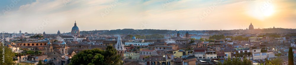 Panorama of Rome in the evening. Sunset