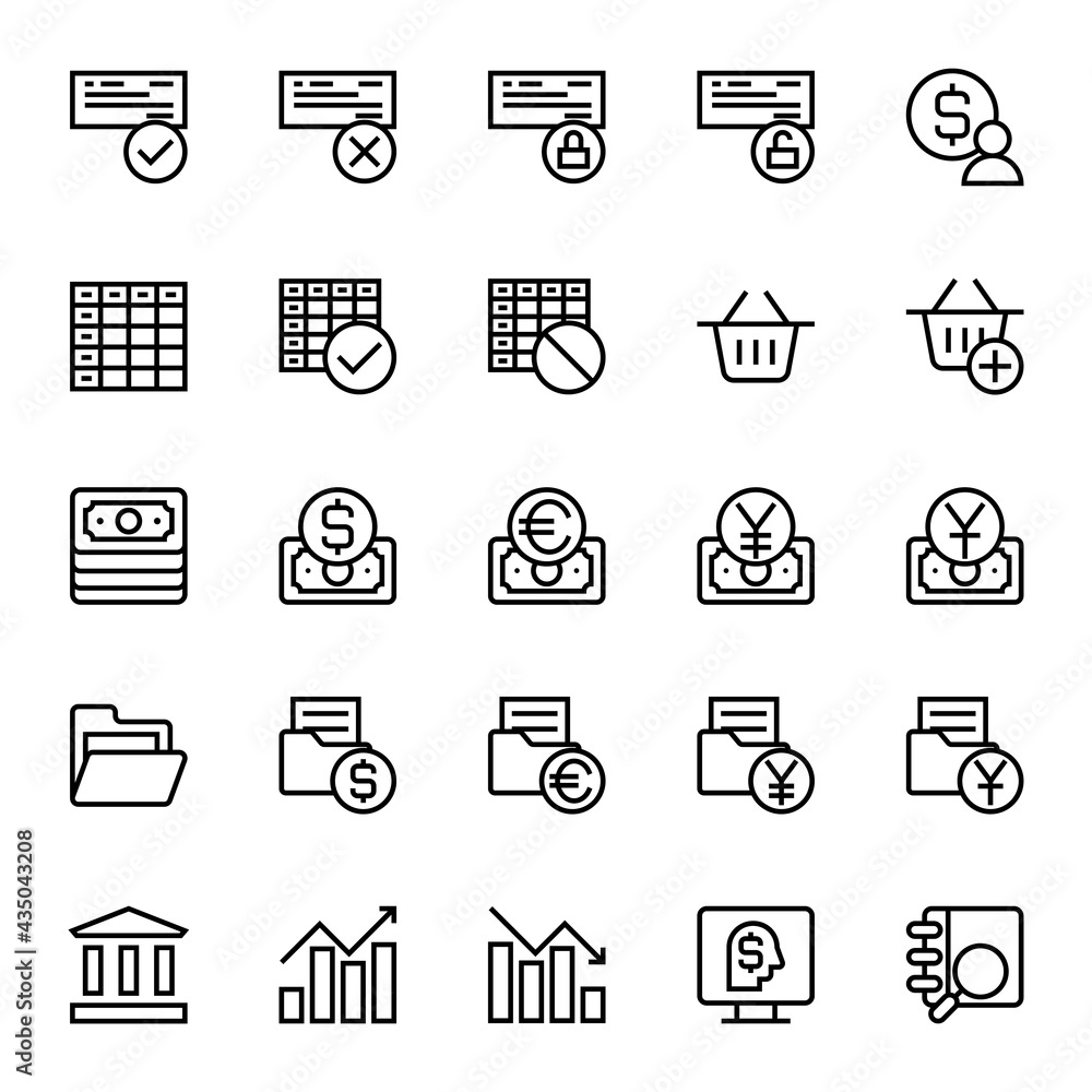 Outline icons for business & financial. Outline icons for business & financial.