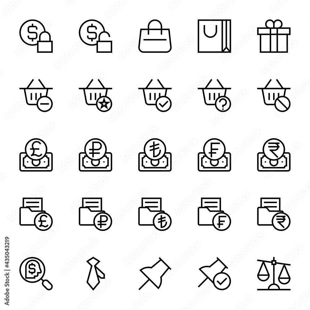Outline icons for business & financial. Outline icons for business & financial.