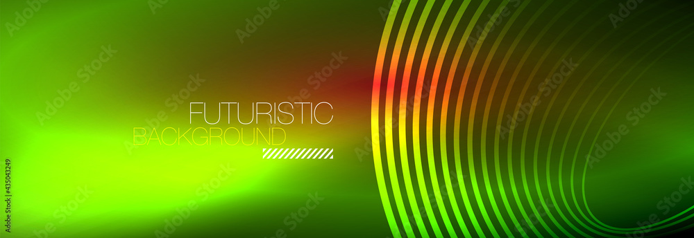 Dark abstract background with glowing neon circles. Trendy layout template for business or technology presentation, internet poster or web brochure cover, wallpaper Dark abstract background with glowing neon circles. Trendy layout template for business or technology presentation, internet poster or web brochure cover, wallpaper