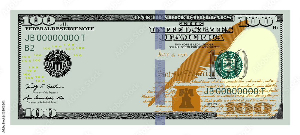 Εκτύπωση καμβά US Dollars 100 banknote100 -American dollar bill cash money isolated on white background