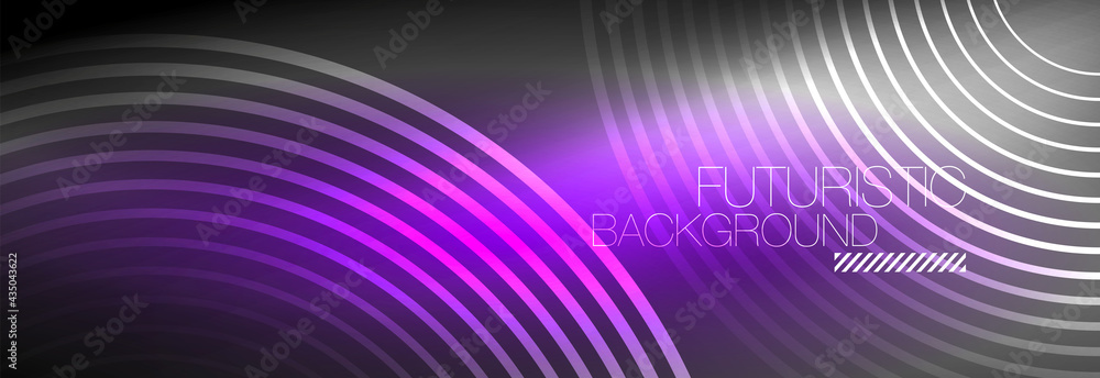 Dark abstract background with glowing neon circles. Trendy layout template for business or technology presentation, internet poster or web brochure cover, wallpaper Dark abstract background with glowing neon circles. Trendy layout template for business or technology presentation, internet poster or web brochure cover, wallpaper
