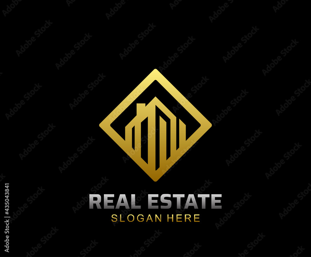 Simple gold building logo design Simple gold building logo design