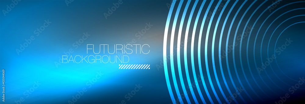 Dark abstract background with glowing neon circles. Trendy layout template for business or technology presentation, internet poster or web brochure cover, wallpaper Dark abstract background with glowing neon circles. Trendy layout template for business or technology presentation, internet poster or web brochure cover, wallpaper