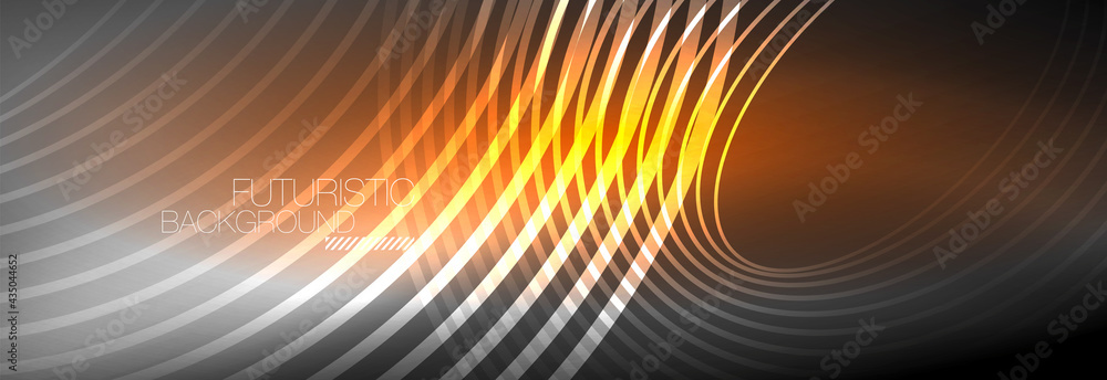 Dark abstract background with glowing neon circles. Trendy layout template for business or technology presentation, internet poster or web brochure cover, wallpaper Dark abstract background with glowing neon circles. Trendy layout template for business or technology presentation, internet poster or web brochure cover, wallpaper