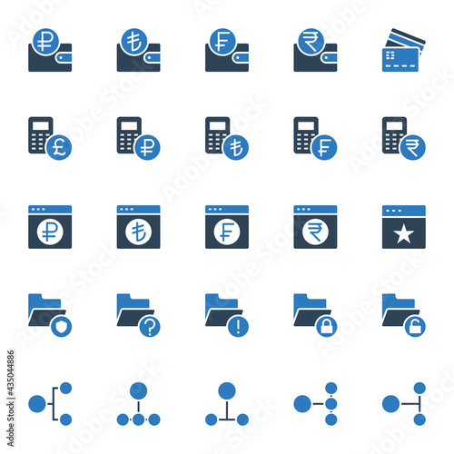 Two color icons for business & financial.