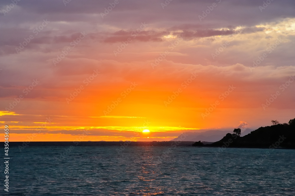 Sunrise on the beach at Lipe Island , Satun Thailand