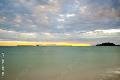 Sunrise on the beach at Lipe Island   Satun Thailand