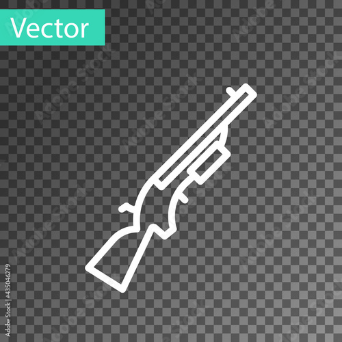 White line Shotgun icon isolated on transparent background. Hunting gun. Vector