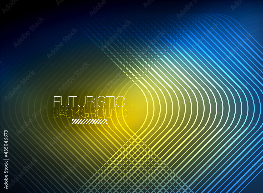 Neon color square shape lines abstract background. Shiny magic energy and motion concept, vector abstract wallpaper background Neon color square shape lines abstract background. Shiny magic energy and motion concept, vector abstract wallpaper background