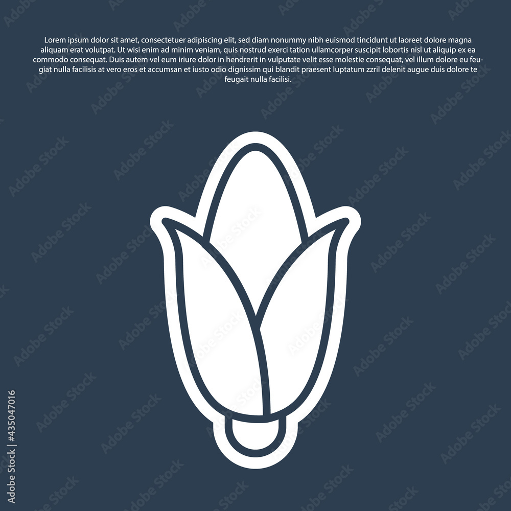 Blue line Corn icon isolated on blue background. Vector Blue line Corn icon isolated on blue background. Vector