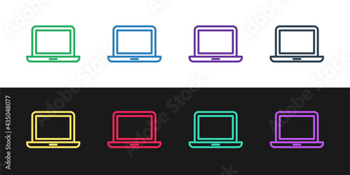 Grunge Laptop icon isolated on white background. Computer notebook with empty screen sign. Monochrome vintage drawing. Vector