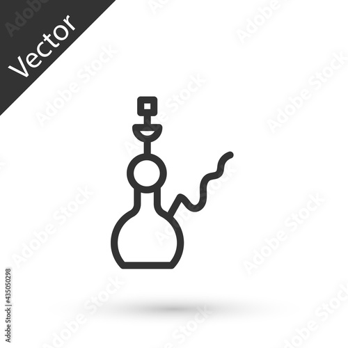 Grey line Hookah icon isolated on white background. Vector