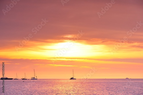 Sunset on the beach at Lipe Island , Satun Thailand © prasong