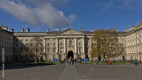 University building of Parliament square in Trinity college, Dublin on a sunny spring day 