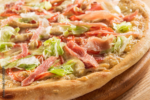 Caesar pizza close up