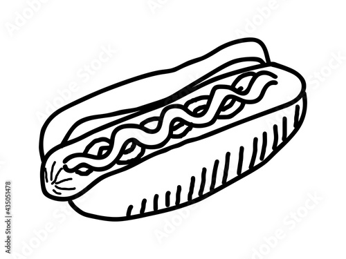 Hot dog hand drawn illustration